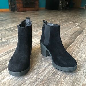 Black suede booties